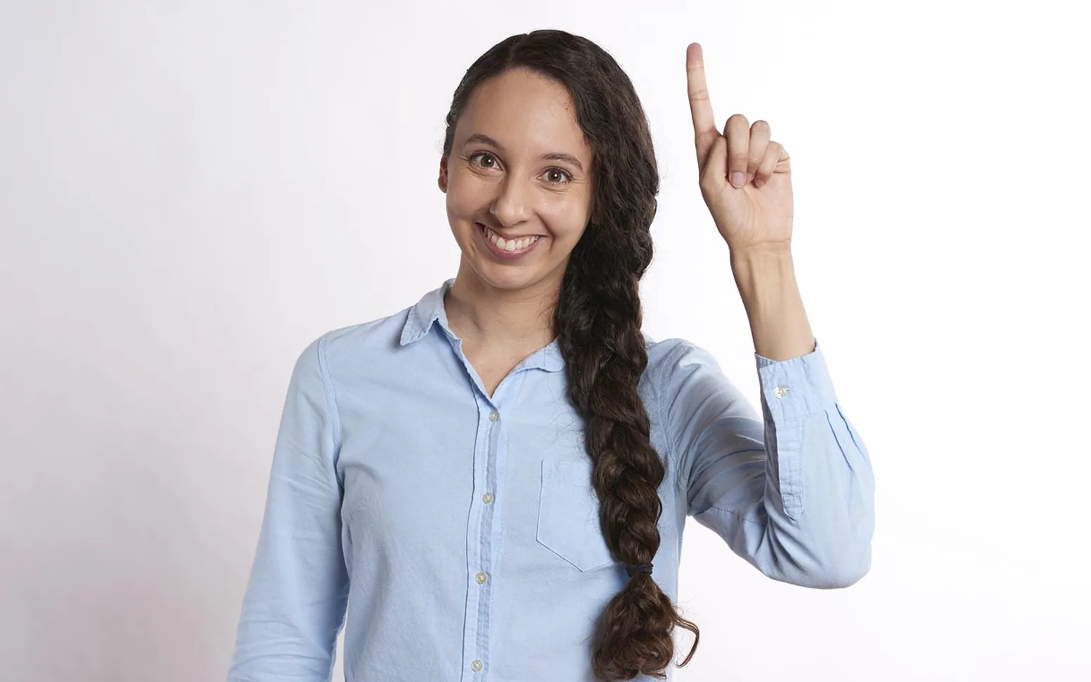 Idea, pointing and raise hand